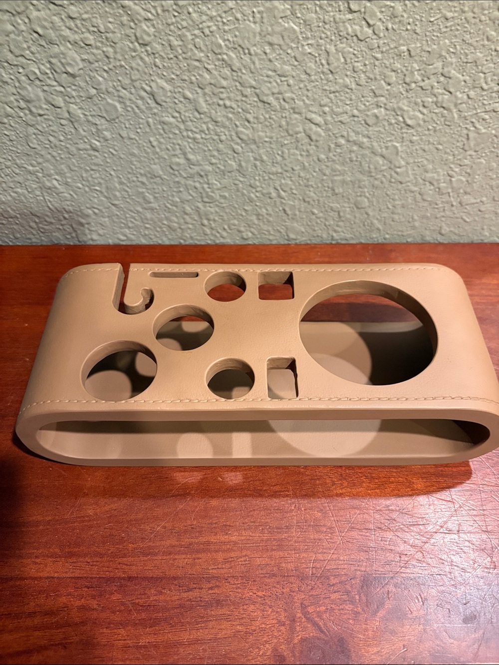 New- Leather Wrapped Barware Organizer – Tan